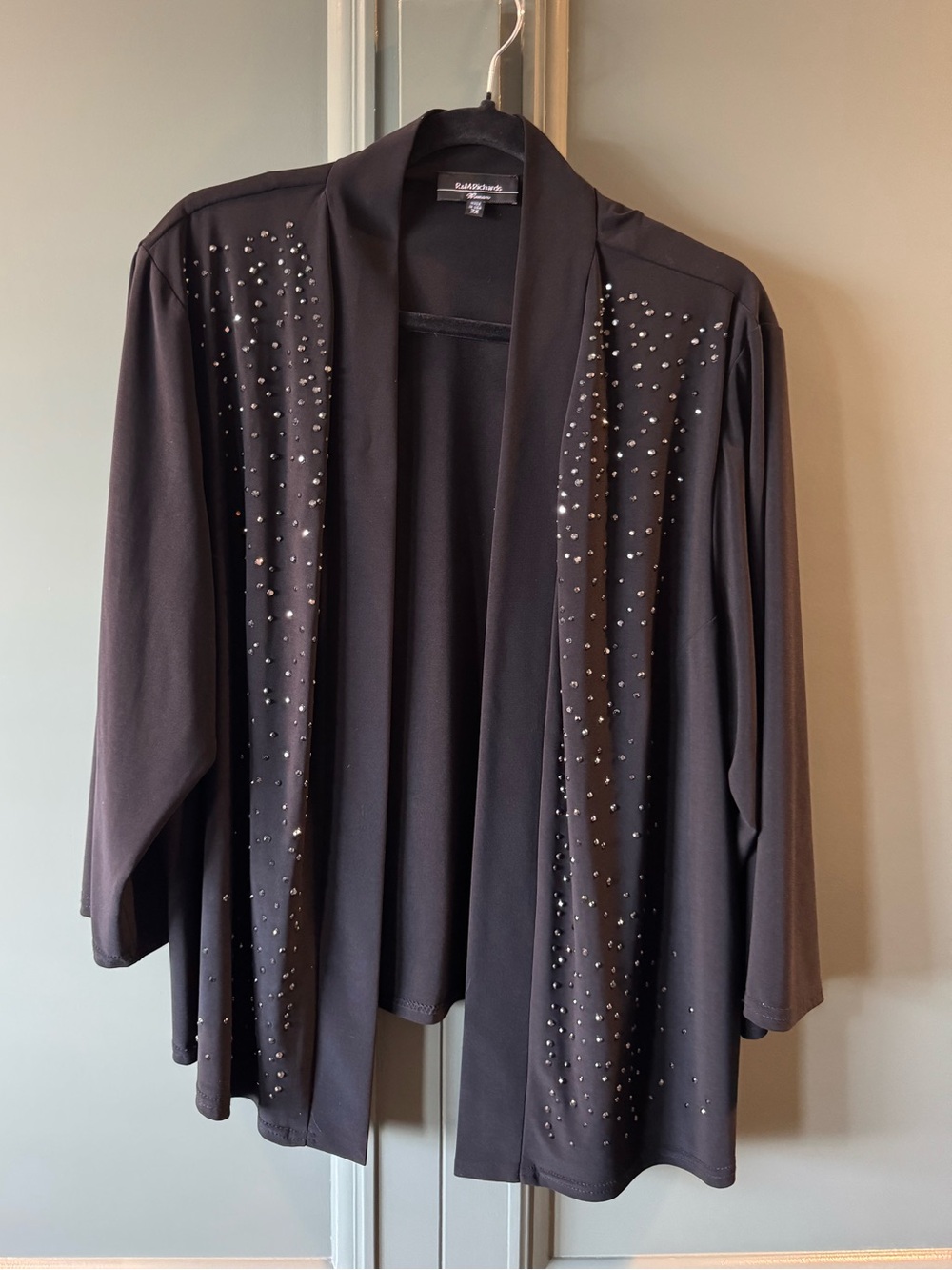 R&M Richards Black Open-Front Cardigan